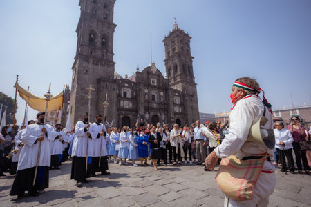 People participating in the procession in the Holy Weekのeditorial素材