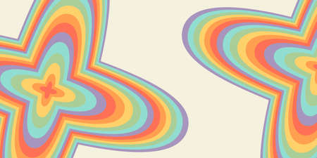 Vector ornamental beige background with rainbow colorful abstract shapes. Ethnic geometric creative...