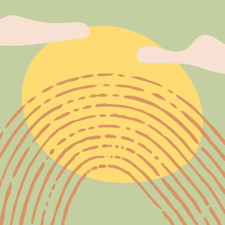 Set of contemporary art posters in earth pastel colors. Abstract geometric elements, strokes color, scribble. Vector layout design template for social media post, postcard, print, cover poster, flyerのイラスト素材