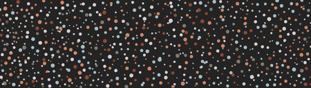 Cute background with neutral pastel confetti. Earth colored polka dot on black backdrop. Abstract horizontal panoramic wallpaper. Wide vector design layout for banners presentations, postersのイラスト素材