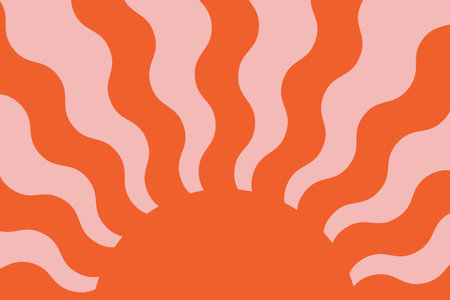Abstract groovy background with bright wavy sunburst in retro style 60s-70s. Trendy funky backdrop...