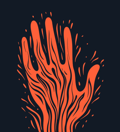 Palm, artistic hand icon. Abstract vector art. Isolated flat sign, logo illustration. Fire or curvy organic shapesのイラスト素材