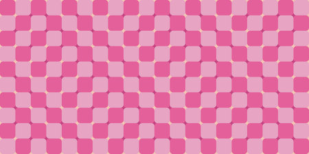 Wavy checkerboard background. Optical illusion. Geometric retro psychedelic checkered pattern. Abstract vector backdrop.のイラスト素材
