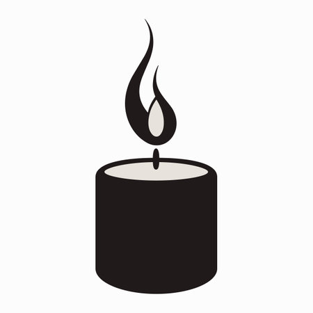Simple burning candle in jar icon. Design logo for handmade aromatic candles. Concept of flaming candlestick, aromatherapy, meditation.のイラスト素材