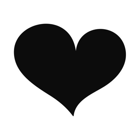 Minimalist black heart vector illustration on white background. Simple hand drawn element for love-themed designs, Valentines Day projects, romantic branding, tattoos, stickers, and print materialsのイラスト素材