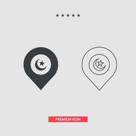 Islamic Fill And Line Art Icons Set. Ramadan Kareem Vector Icons.のイラスト素材