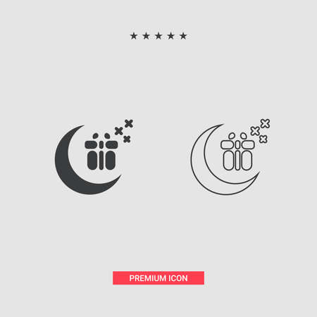 Islamic Fill And Line Art Icons Set. Ramadan Kareem Vector Icons.のイラスト素材