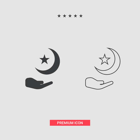 Islamic Fill And Line Art Icons Set. Ramadan Kareem Vector Icons.のイラスト素材