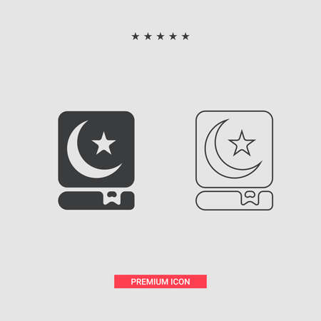 Islamic Fill And Line Art Icons Set. Ramadan Kareem Vector Icons.のイラスト素材