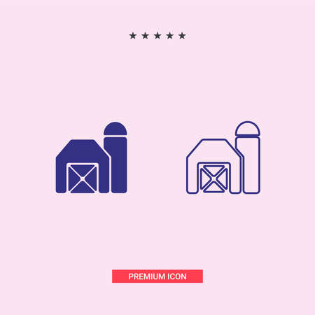 Silo, barn line icon, outline sign, linear symbol, vector, flat illustrationのイラスト素材