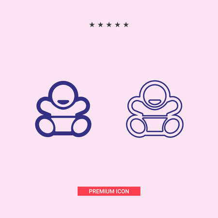 Baby Kid Child Happy Minimalistic Flat Color Line Stroke Icon Pictogram Symbolのイラスト素材