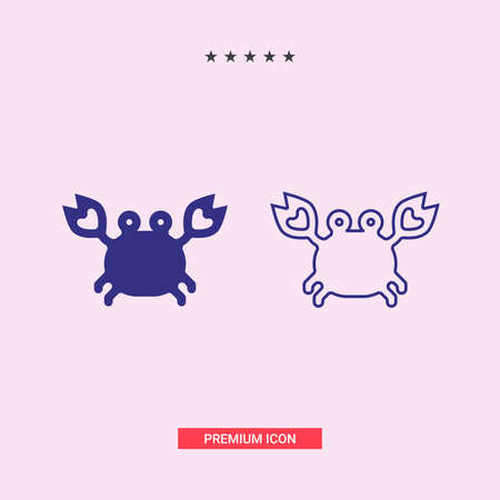 Line icon of plate with fresh crab. Crab meatのイラスト素材