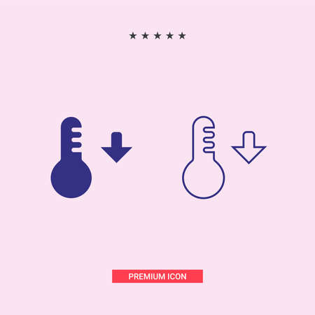 Temperature down icon. Flat vector illustration in black on white background.のイラスト素材