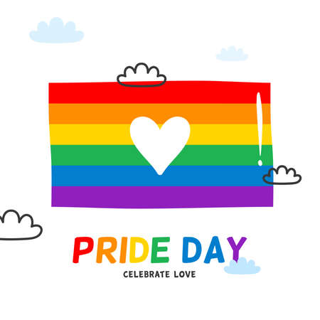 Waving LGBT flag cover with clouds on skyのイラスト素材