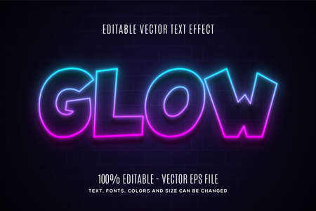 Fully Editable Neon Glow Text Effects. Easy to change and edit colors, fonts and size.のイラスト素材