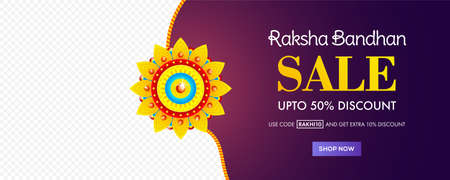 Creative background with decorated rakhi for Raksha Bandhan Sale  â Indian festival of sisters and brothers.のイラスト素材