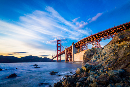 San Francisco Golden Gate Bridge at sunsetの写真素材