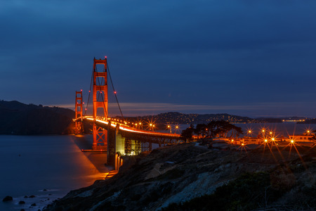 San Francisco Golden Gate Bridge at duskの写真素材