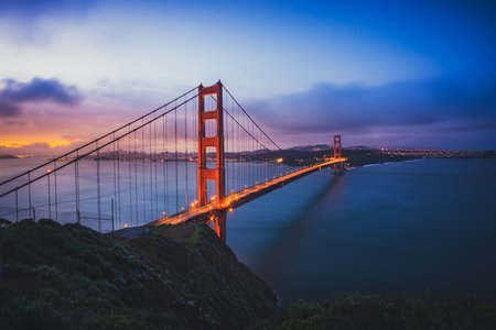 The Golden Gate Bridge at Dawn, San Francisco, California, USAの写真素材