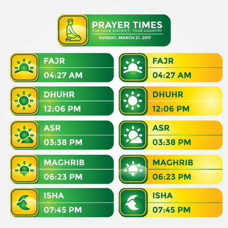 Muslim prayer times template premium vectorのイラスト素材