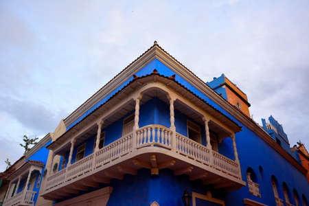 Cartagena house with balconies and skyのeditorial素材