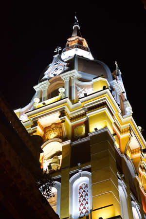 Cartagena de Indias Cathedral of St. Catherine of Alexandria night domeのeditorial素材