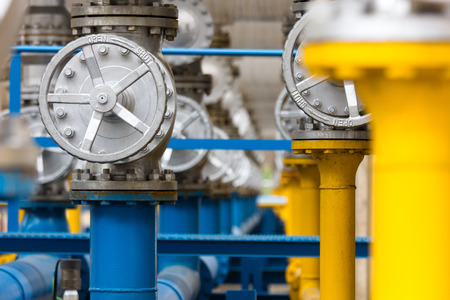 Valves at gas plantの写真素材