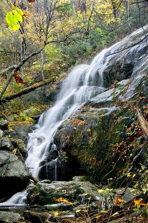 Tall and beautiful waterfall in the middle of autumn.の写真素材