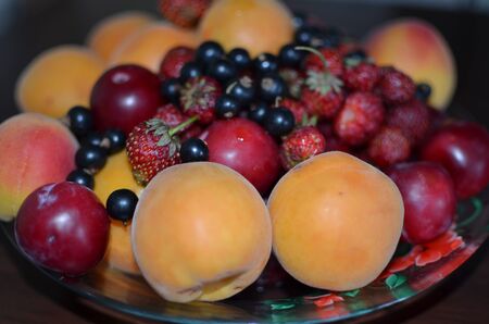 fruit on a dishの写真素材