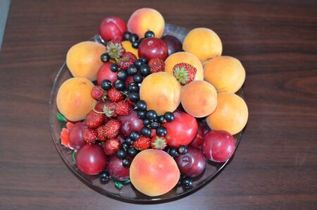 fruit on a dishの写真素材