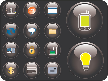 Vector icons with technology, finance and security theme.のイラスト素材