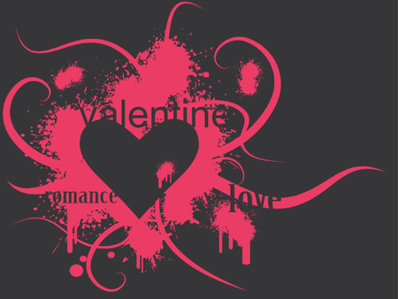 Valentine's day vector image with ink splats and vines. Funky and retro image.のイラスト素材