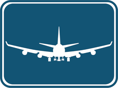 Silhouette of a air plane with a blue background.のイラスト素材