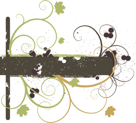 Vector - Grunge effect with copy space, vine foliage and stains.のイラスト素材