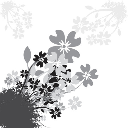Vector- Floral grunge with vines and grass. Copy space for text.のイラスト素材