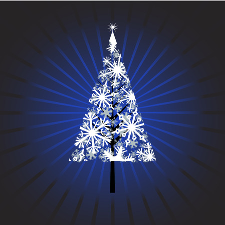 Vector - Christmas tree filled with snowflakes and star burst.のイラスト素材
