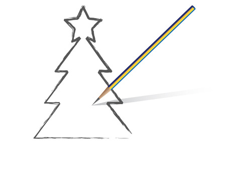 Vector - Christmas pine tree sketched with a pencilのイラスト素材
