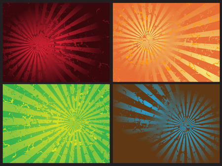 Vector - Star burst grunge retro effect, 4 different effects and colors.のイラスト素材