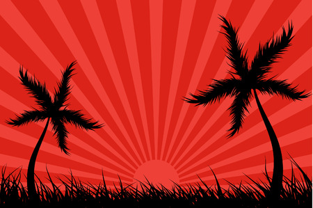 Vector - Tropical island with sun burst effect. Vacation concept.のイラスト素材