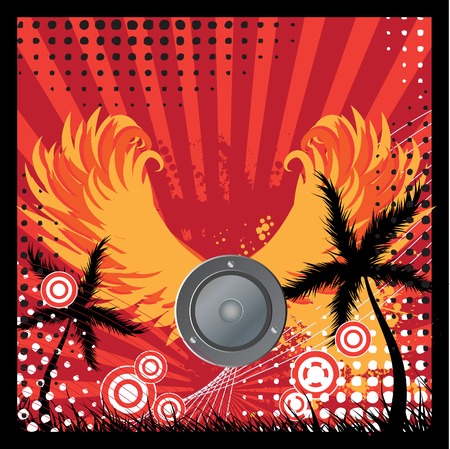 Vector - Modern beach music scene, retro style.のイラスト素材