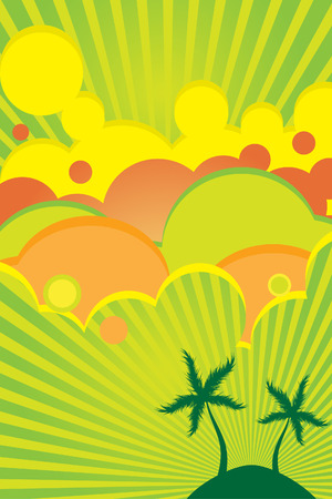 Vector - 70s retro colorful summer party poster with beach theme.のイラスト素材