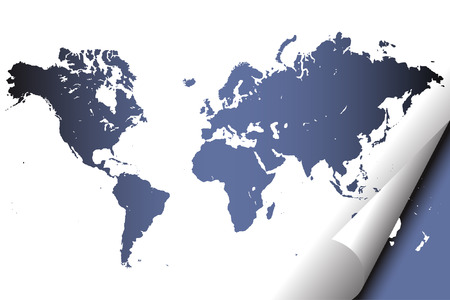 Vector - Digital world map atlas with realistic page curl effectのイラスト素材