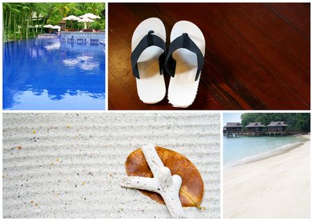 Collection set of an asian tropical beach resort landscapeの写真素材