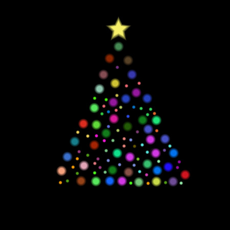 Vector - Illustration of christmas tree with colorful balls or lightsのイラスト素材