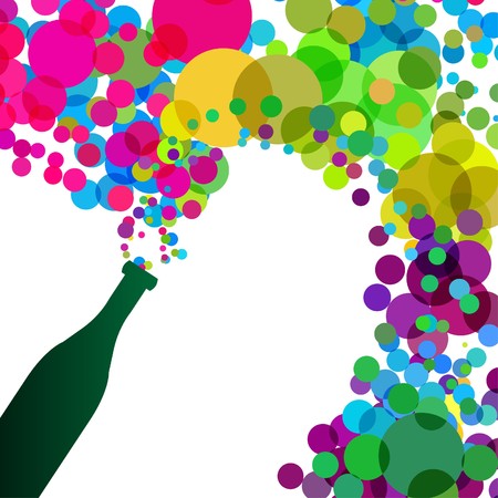  Illustration of a colorful bubbles escaping bottle of alcoholのイラスト素材