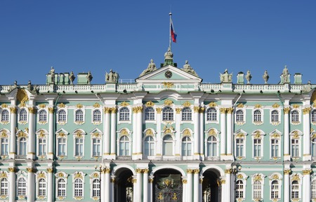 exterior of Hermitage Museum closeup, St.Petersburg, Russiaのeditorial素材