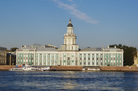St.Petersburg, Russia - October 7, 2014: Academy of fine arts on Universitetskaya embankment  of Neva river, St.Petersburg, Russiaのeditorial素材