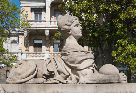 Sculpture of  woman - Sphinx at Massandra Palace, Yalta, Crimeaのeditorial素材