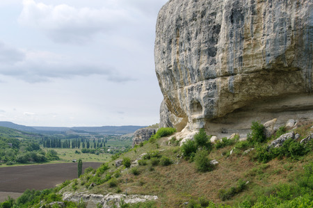 Rock of Kachi-Kalion, medieval cave monastery, Crimeaの写真素材