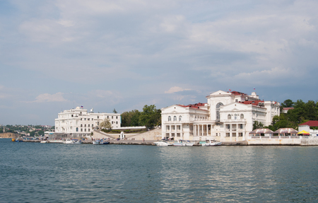 Sevastopol, Russia - June 12, 2016: Artillery bay, view buildings of Palace of childhood   and Aquarium, Crimeaのeditorial素材
